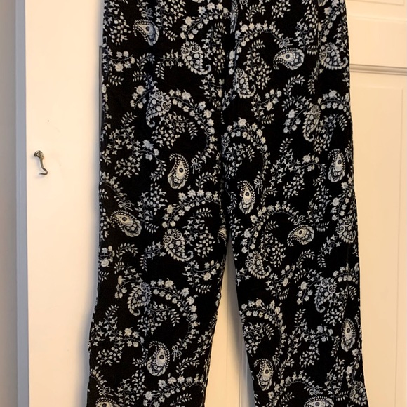 H&M Rayon Summer Pull On Trousers Pants Blue White Size 6 - Picture 4 of 4